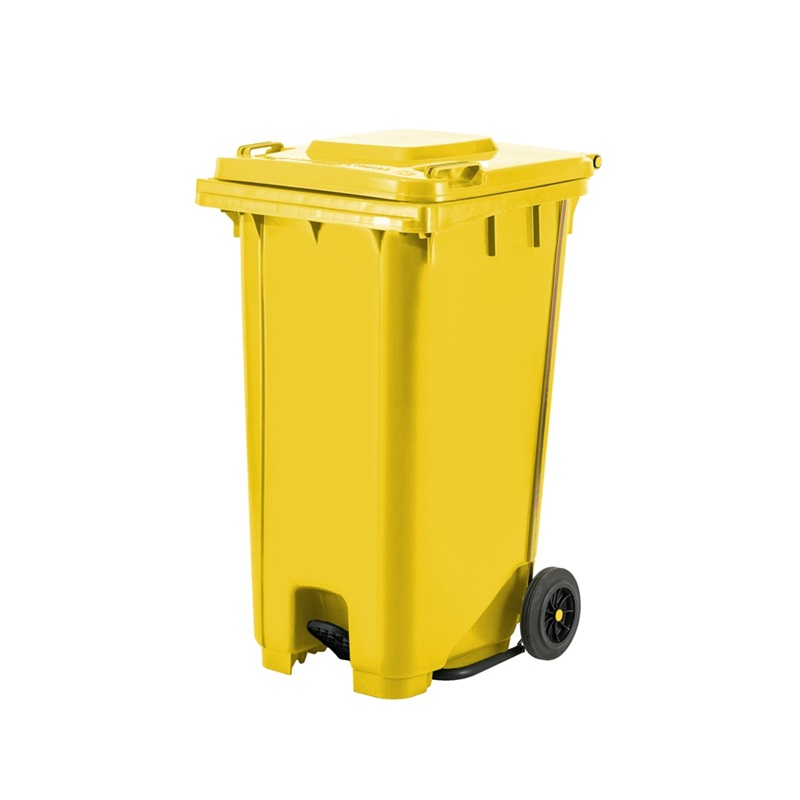 Basurero Omega de pedal centrado 240 lts AMARILLO