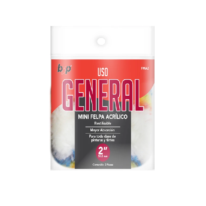 Felpa acrílica para minirodillo de 2'' (paquete 2u) B&P