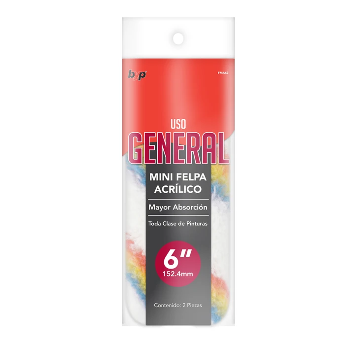 Felpa de acrílica 6'' para minirodillo B&P (paquete 2u)