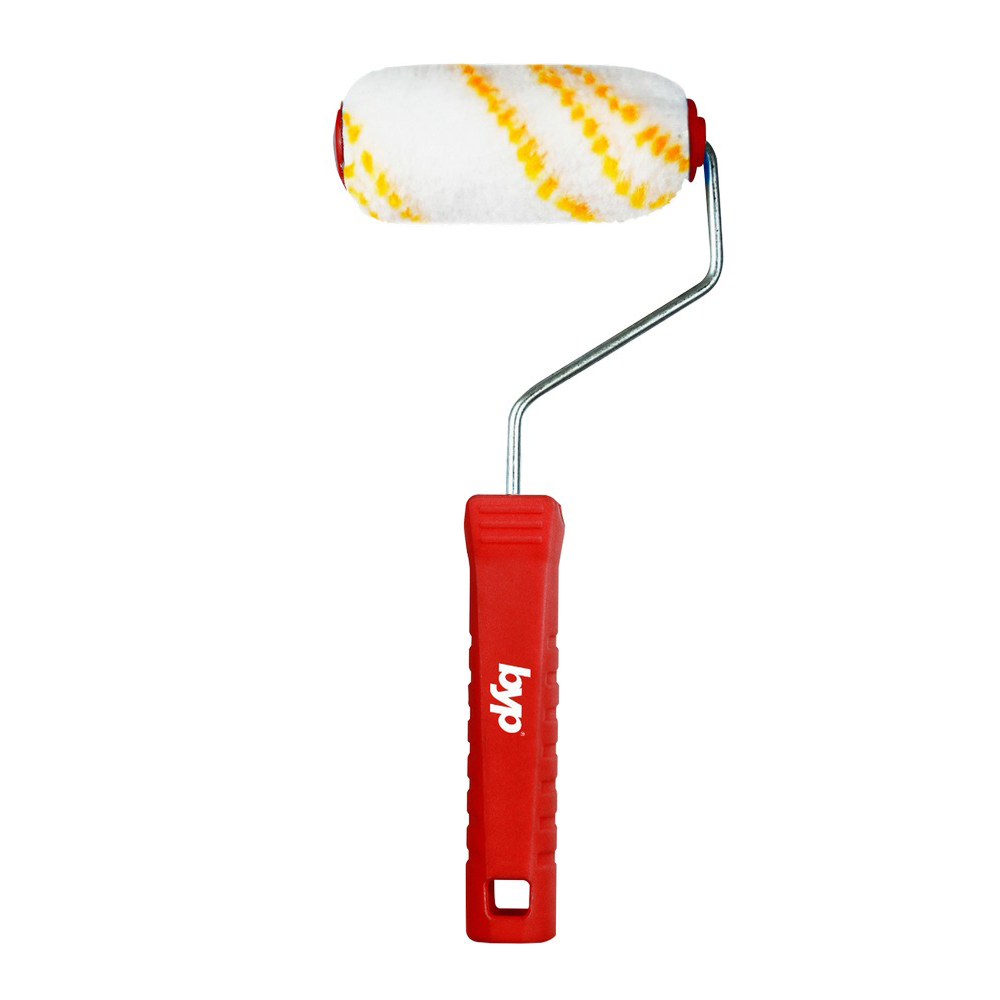 Minirodillo antigota poliamida rayas amarillas 4plg con maneral  ByP