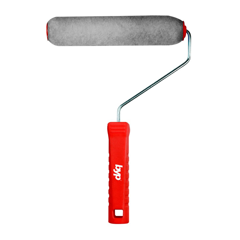 Minirodillo antigota poliester rayas gris 6plg con maneral  ByP