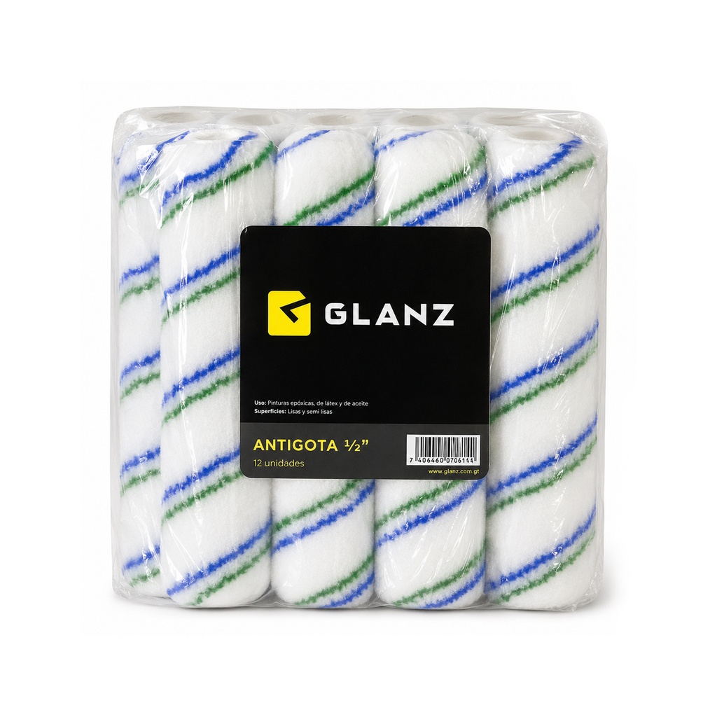 Felpa GLANZ 9'' x 1/2'' acrílica rayas verde azul  UNIDAD (12-pack)