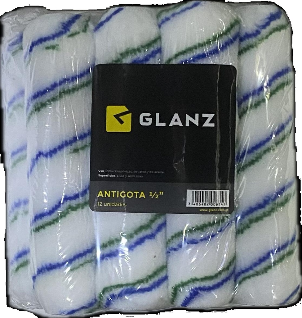 Felpa GLANZ 9'' x 1/2'' acrílica rayas verde azul  UNIDAD (12-pack)