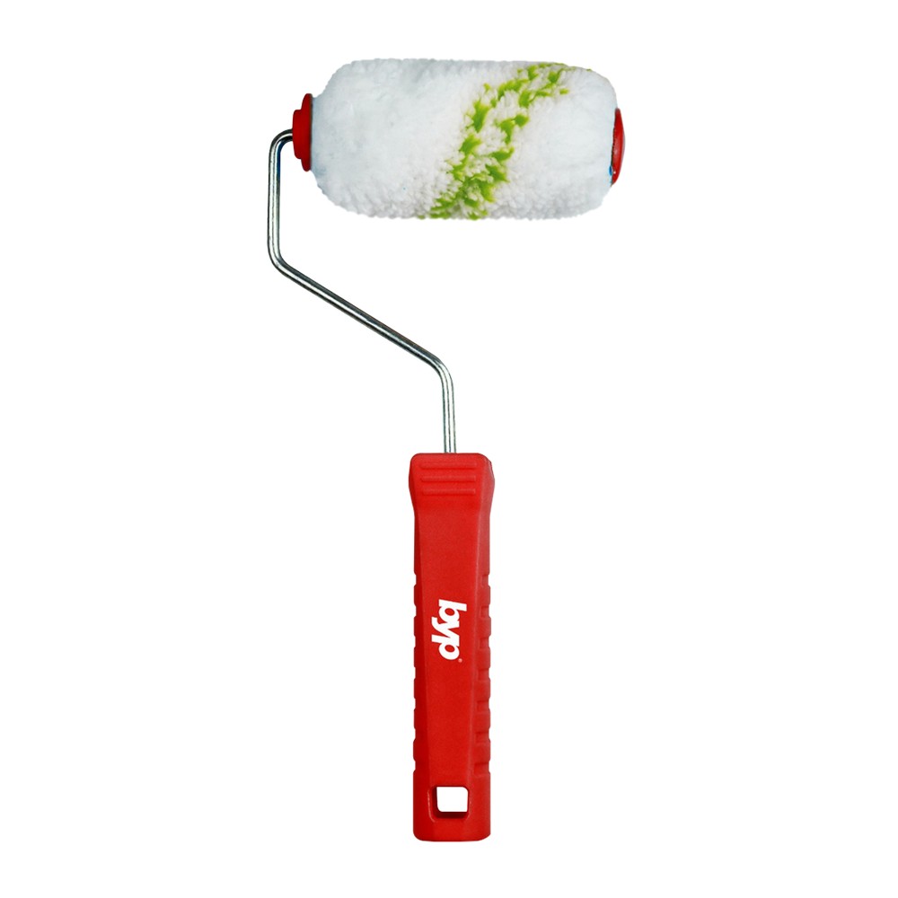 Minirodillo de microfibra rayas verdes 4plg con maneral  ByP