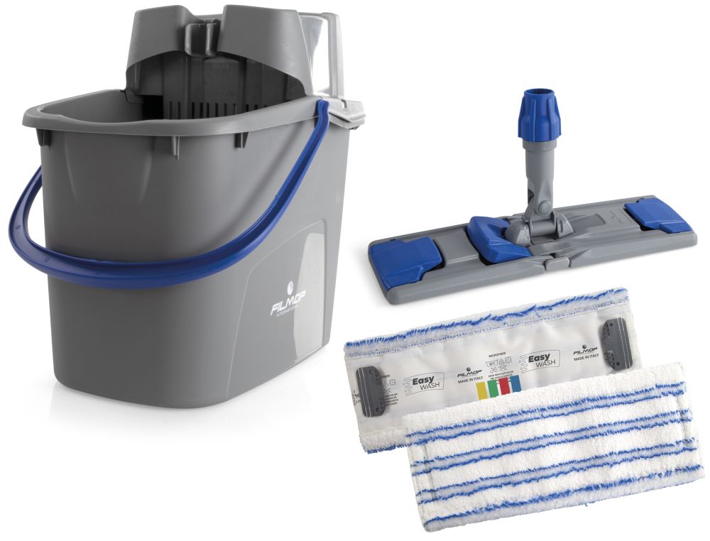 Set de cubeta (15 lt) y mopa de microfibra (cabeza 40cm) EASY WASH