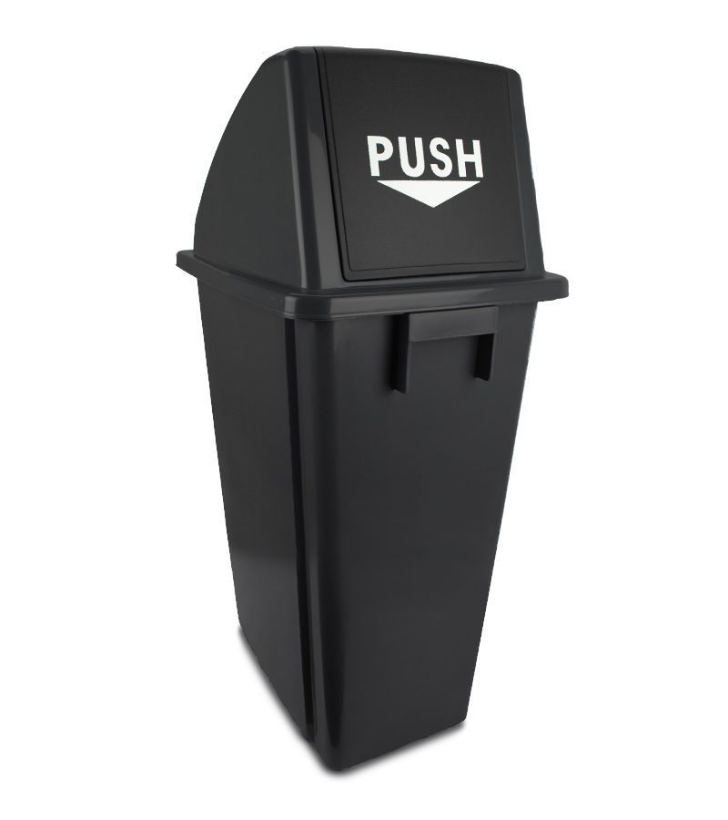 Basurero plástico con tapadera de vaivén BRUSHTECH NEGRO 60 lts