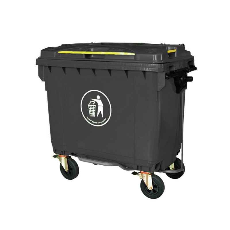Depósito basura gigante 1100 lts (290 galones) GRIS con pedal combo