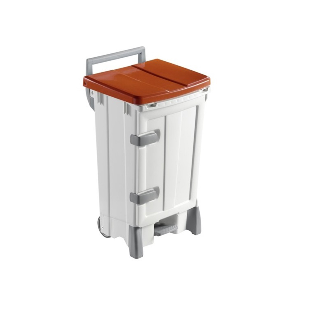 Basurero POLARIS 90 lts tapa ROJA c/puerta frontal