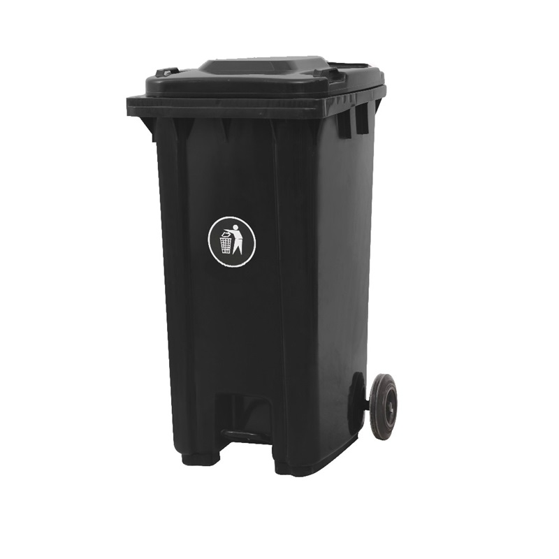 Basurero Omega de pedal centrado 240 lts NEGRO
