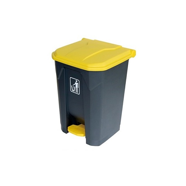 Basurero ALFA COLOR 100lts  AMARILLO BASE GRIS