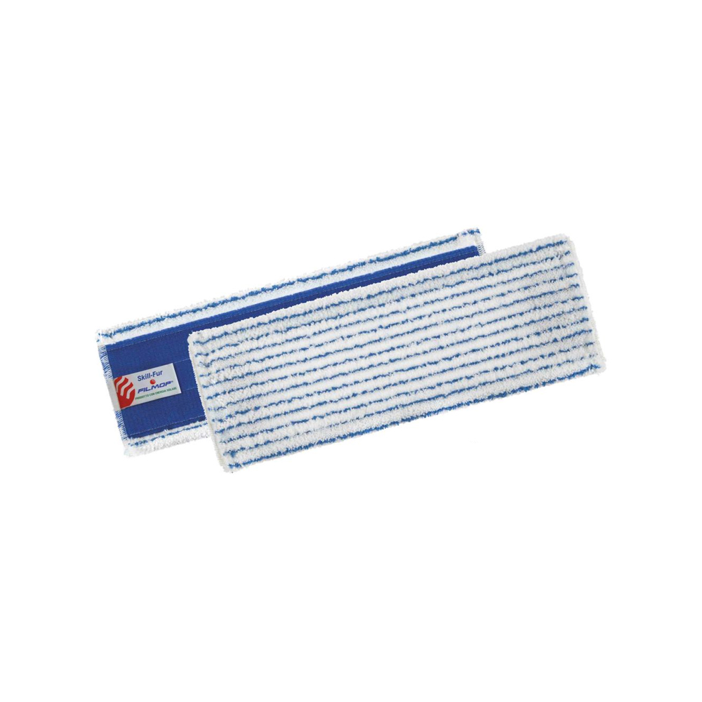 Mopa microfibra tipo toalla 60cm BLANCA con rayas azules sistema velcro LINEA RAPIDO REPUESTO
