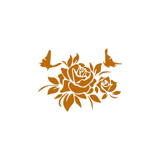 [hw072] Stencil 297mm x  210mm (Rosas con mariposas)