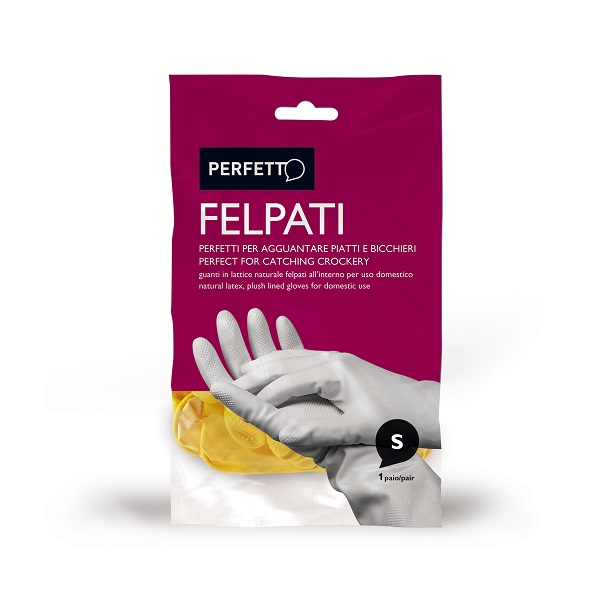 Guante de latex afelpado amarillo 