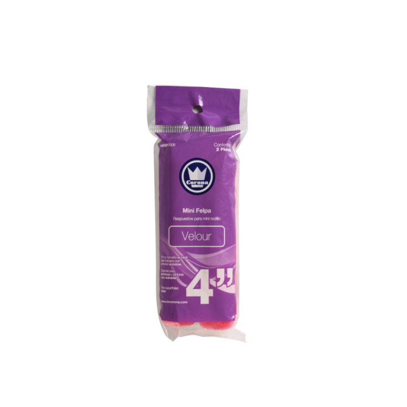 Felpa CORONA 4'' de velour  para minirodillo  (paquete 2u)