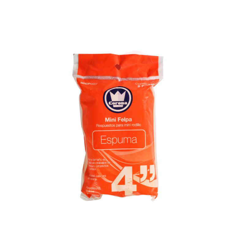 Felpa espuma 4''minirodillo hace textura cascara naranja CORONA (paquete 2u)