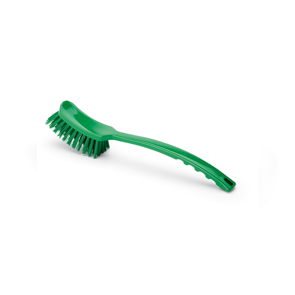 Cepillo curvo PBT de mango largo VERDE dureza fuerte