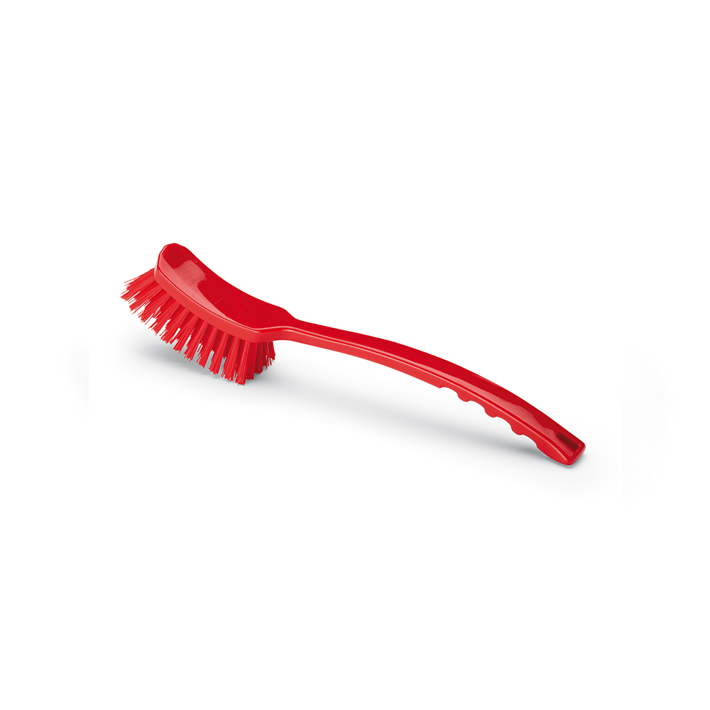 Cepillo curvo PBT de mango largo ROJO dureza fuerte