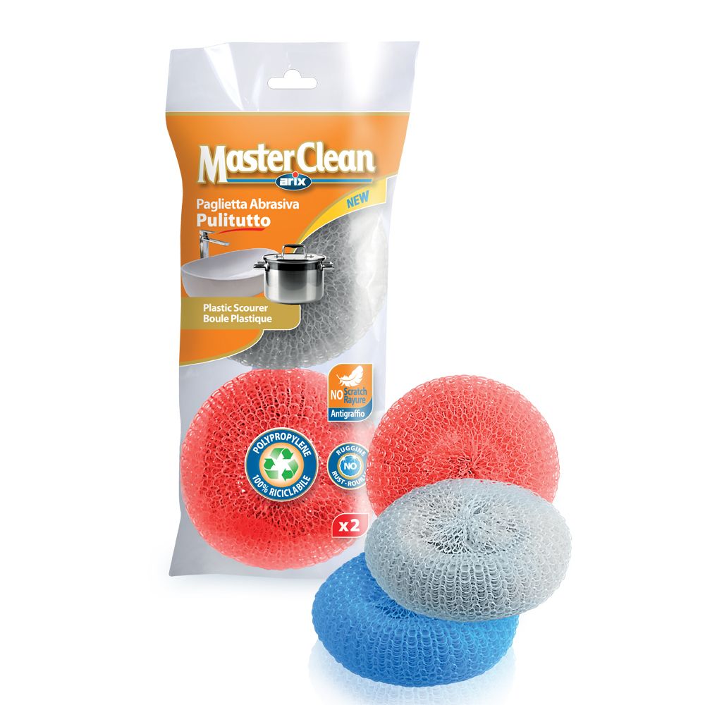 Esponja plástica abrasiva roja y gris MASTER CLEAN (Set 2 u)