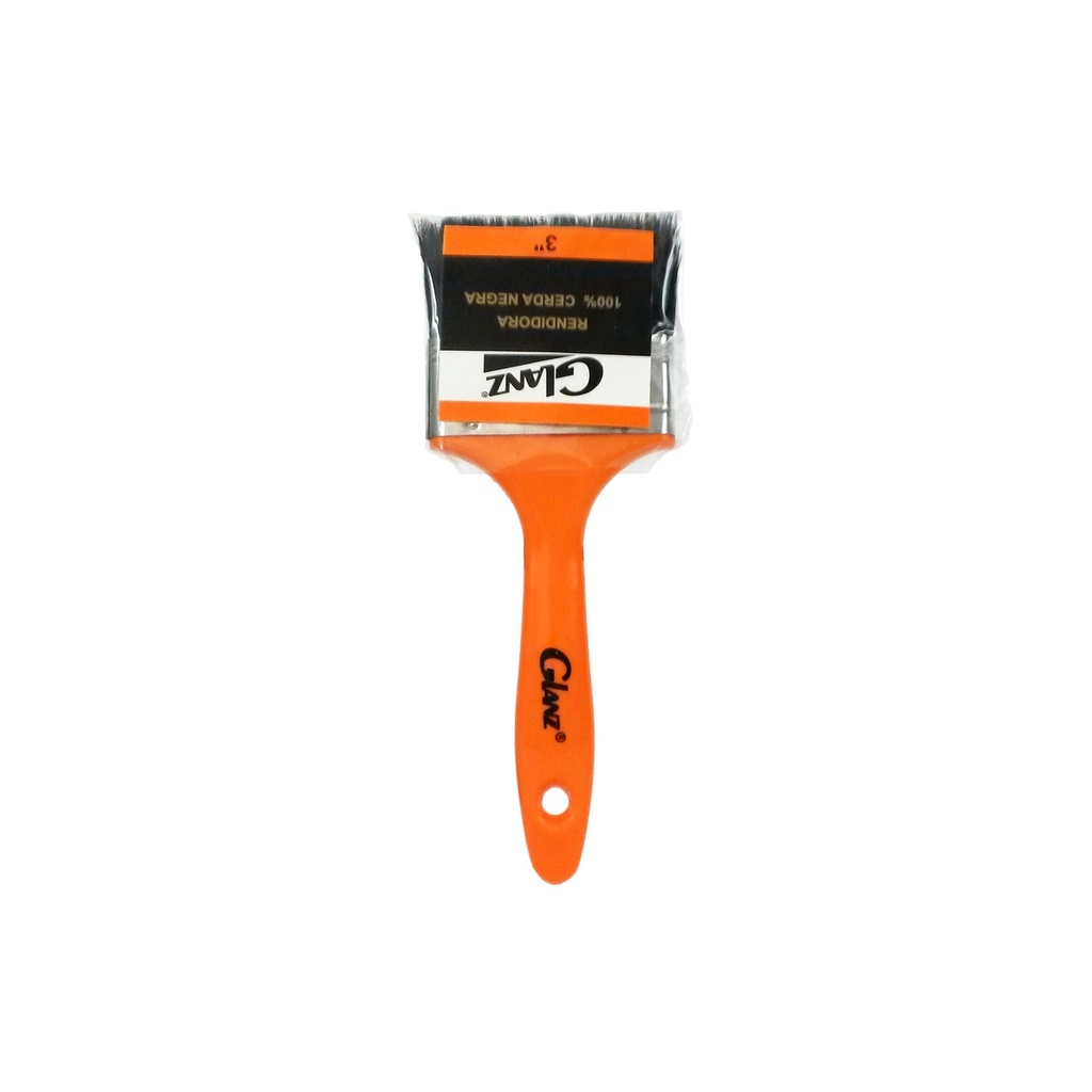 Brocha 3" Glanz ESENCIAL Naranja 3'' cerda natural negra