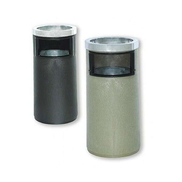 Basurero plástico cilindrico con tapa metálica tipo cenicero 15 lts