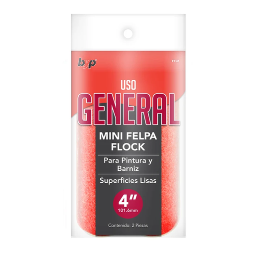 [ffl2] Felpa flock para minirodillo 4'' para todo tipo de pintura B&P (paquete 2u)