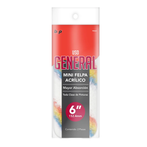 [fma62] Felpa de acrílica 6'' para minirodillo B&P (paquete 2u)
