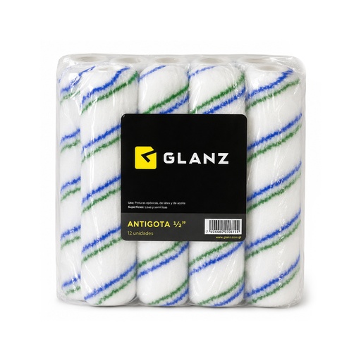 [rca2209125doc] Felpa GLANZ 9'' x 1/2'' acrílica rayas verde azul  UNIDAD (12-pack)