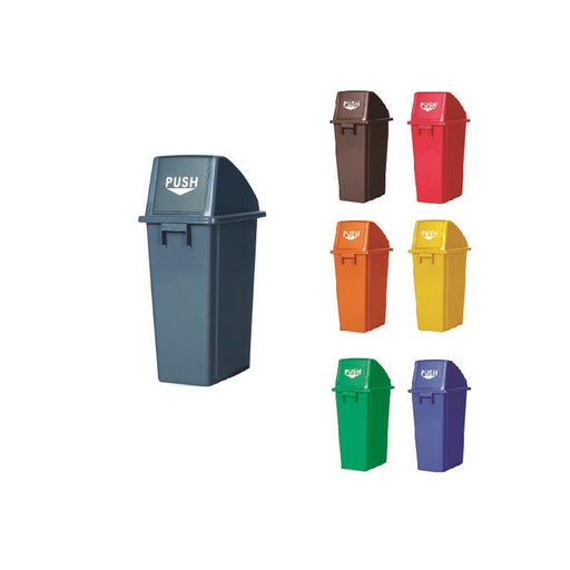 Basurero plástico con tapadera de vaivén BRUSHTECH 60 lts