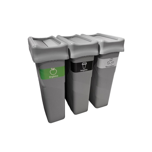 [b036c-combo] Combo de 3 basureros delgados 80 Lts para clasificacion de basura