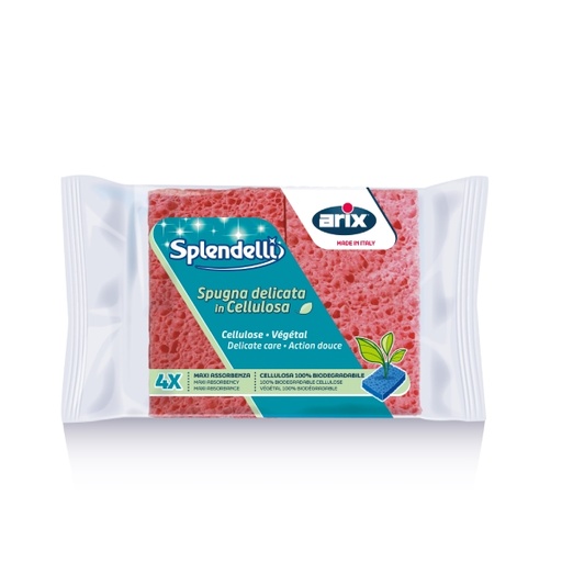 [13812] Esponja de celulosa 11 x 6.5 x 2.0 cm SPLENDELLI (paquete de 4 u)